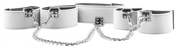 Чёрно-белый двусторонний комплект для бандажа Reversible Collar / Wrist / Ankle Cuffs - 