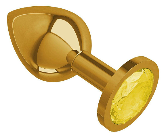Золотистая средняя пробка с желтым кристаллом - 8,5 см. - металл
