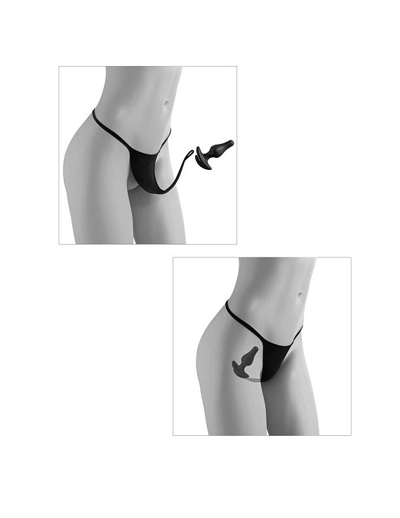 Черные трусики Crotchless Love Garter XL-XXL с анальной пробкой Pipedream