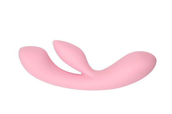 Нежно-розовый вибратор Dual Fulfill Bunny с клиторальным стимулятором - 20,5 см. - силикон