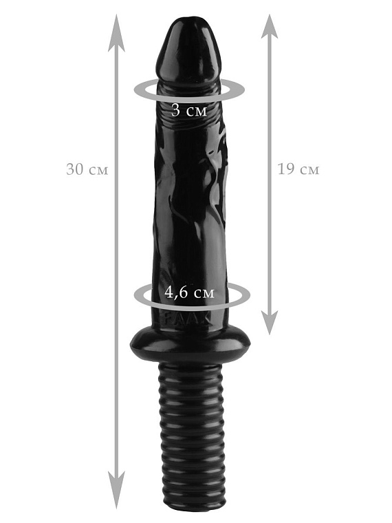 Черный анальный реалистичный стимулятор - 30 см. - эластомер (полиэтилен гель)