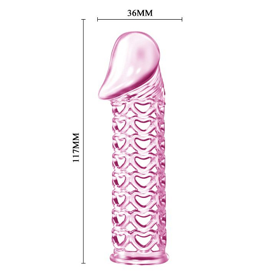 Закрытая розовая насадка-фаллос Penis sleeve - 11,7 см. от Intimcat