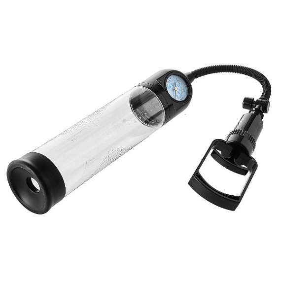Прозрачная вакуумная помпа с манометром Deluxe Penis Pump Dream Toys
