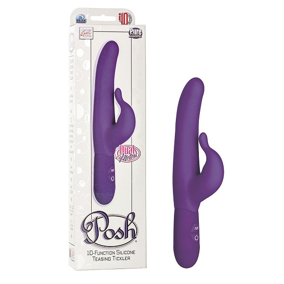 Фиолетовый водонепроницаемый силиконовый вибратор Posh 10-Function Silicone Teasing Tickler - 20 см. - силикон