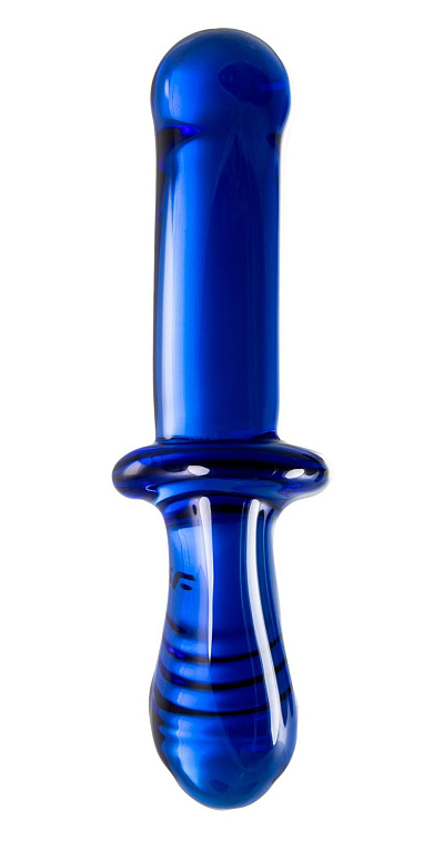 Синий двусторонний стеклянный фаллоимитатор Double Crystal - 19,5 см.