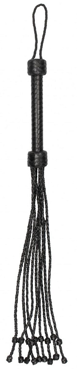 Черная многохвостая плетеная плеть Short Leather Braided Flogger - 69 см. - натуральная кожа