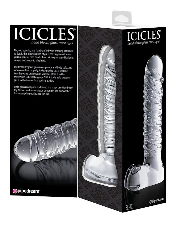 Фаллический стимулятор Icicles № 63 - 21 см. от Intimcat