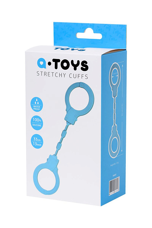 Голубые силиконовые наручники A-Toys без ключа A-toys