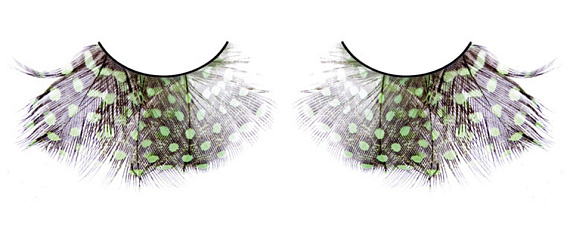 Коричнево-зелёно-фиолетовые ресницы-перья