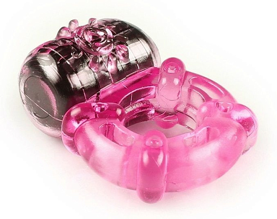 Розовое эрекционное кольцо c вибропулей - гель