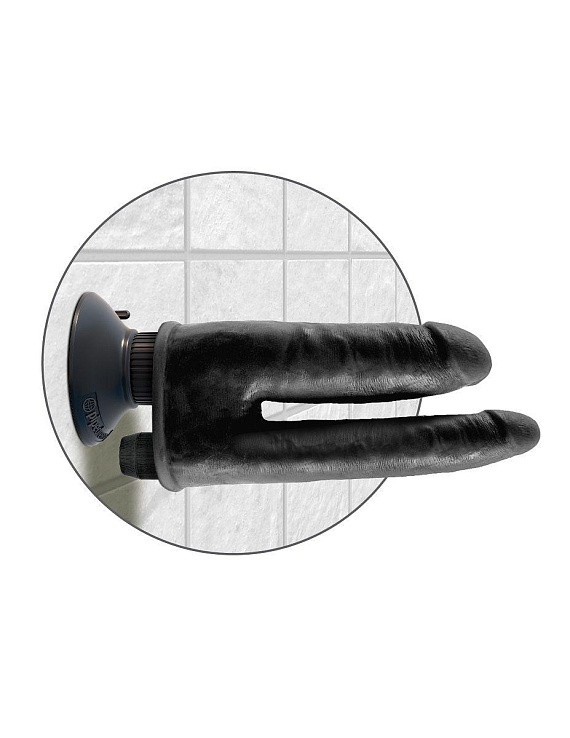 Двойной чёрный вибратор со съемной присоской Double Vibrating Double Penetrator - 20,3 см. - фото 5