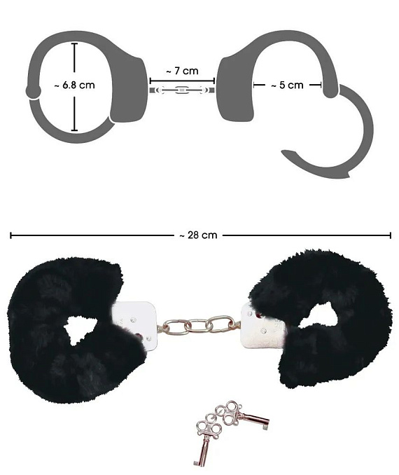 Металлические наручники с черной опушкой от Intimcat
