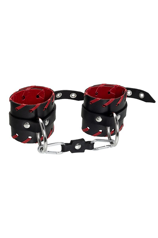 Черные наручники с красной окантовкой Impirante