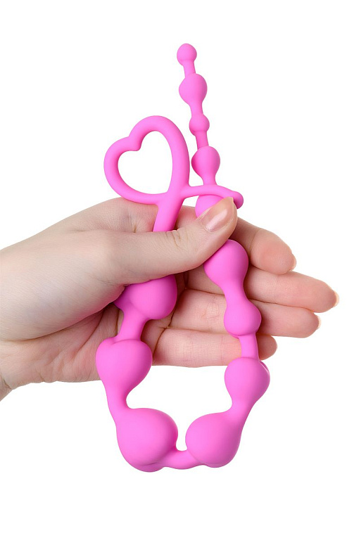 Розовая силиконовая анальная цепочка Long Sweety - 34 см. от Intimcat