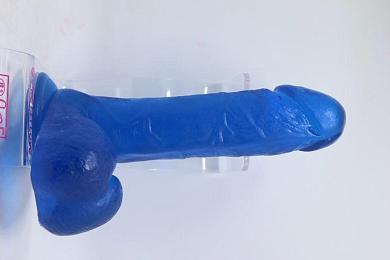 Нежно-голубой фаллоимитатор с присоской - 19,5 см.