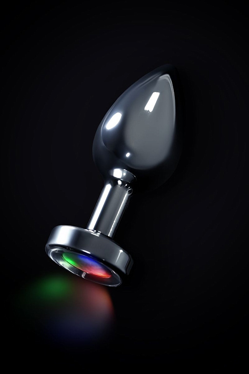 Серебристая анальная втулка со светодиодами - 8,8 см. - фото 6