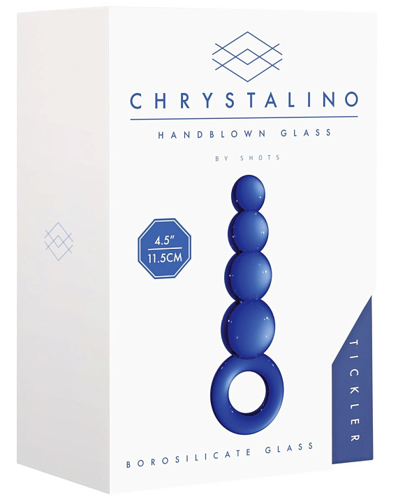 Синяя анальная пробка Chrystalino Tickler - 12 см. - стекло