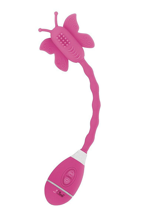 Розовый вибростимулятор-бабочка на ручке THE CELINE BUTTERFLY от Intimcat