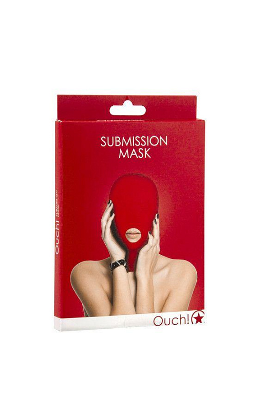 Красная маска на голову с прорезью для рта Submission Mask - 100% спандекс