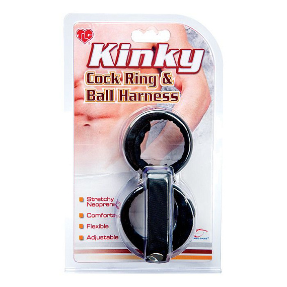 Двойная неопреновая утяжка на пенис TLC Kinky Cock Ring   Ball Harness от Intimcat