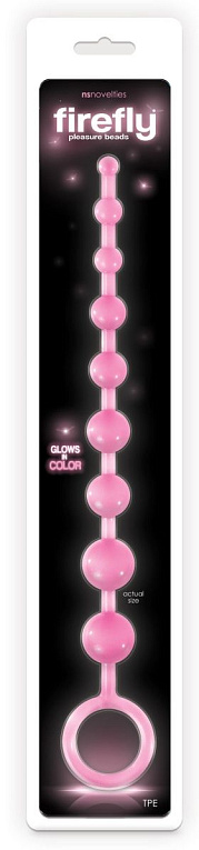 Розовая анальная цепочка-елочка Pleasure Beads - 30 см. - термопластичный эластомер (TPE)