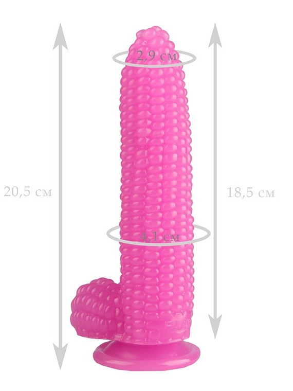 Розовый фаллоимитатор-кукуруза на присоске - 20,5 см. - эластомер (полиэтилен гель)