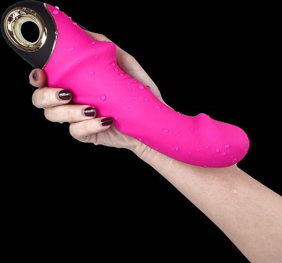 Ярко-розовый рельефный вибратор-реалистик - 22,5 см. Silicone Toys