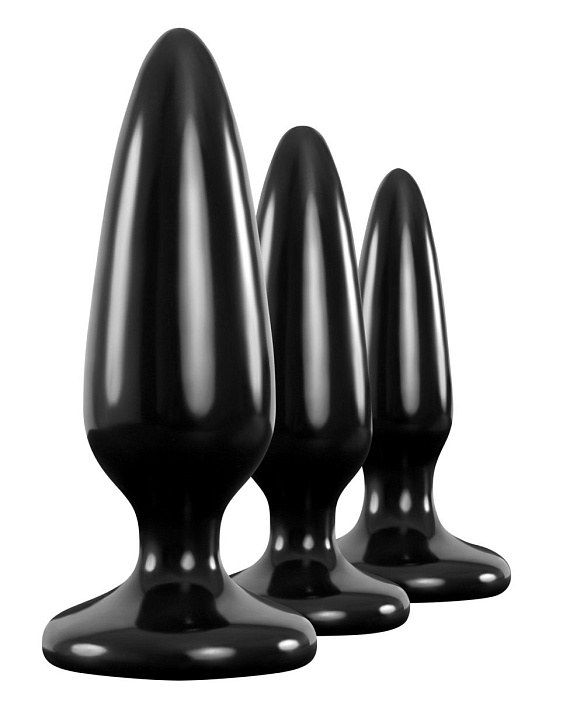 Набор из 3 черных силиконовых анальных пробок Trainer Kit