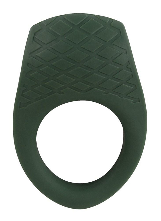 Зеленое эрекционное виброкольцо Luxurious Vibro Cock Ring - силикон