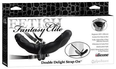 Женский страпон Double Delight Strap-On с вагинальной пробкой - 12,7 см.