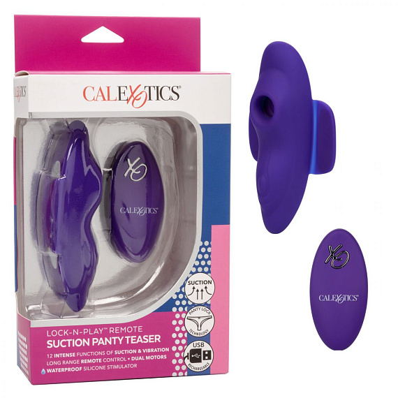 Фиолетовый стимулятор в трусики Remote Suction Panty Teaser - анодированный пластик, силикон