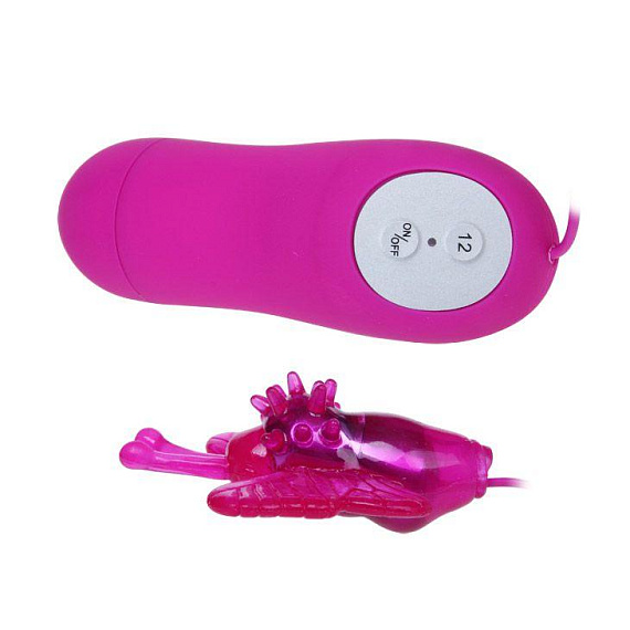 Розовый вибростимулятор в виде бабочки Cute Secret с проводным пультом от Intimcat