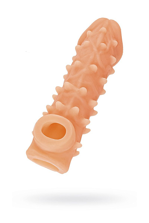 Телесная закрытая насадка с пупырышками Cock Sleeve 005 Size M - 15,6 см. - термопластичный эластомер (TPE)