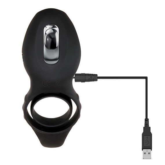 Черное эрекционное кольцо со стимулятором клитора Mr. Flicker - силикон
