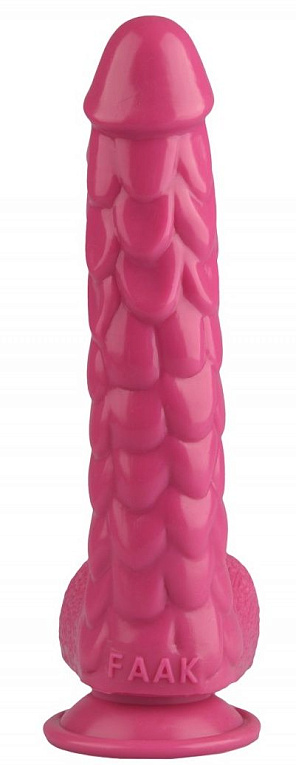 Розовый реалистичный фаллоимитатор с чешуйками на присоске - 24 см. Сумерки богов