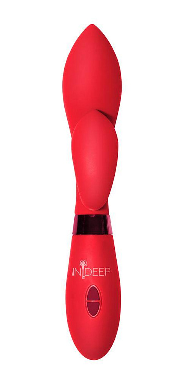 Красный вибратор Gina с клиторальным отростком - 20 см. от Intimcat