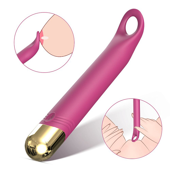 Розовый вибратор с отверстием для стимуляции клитора - 18,2 см. - силикон