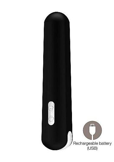 Гладкий чёрный вибромассажер Miki - 16,2 см.
