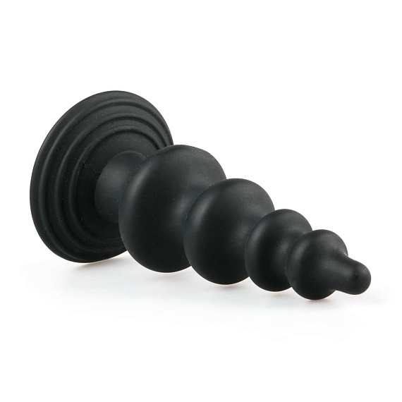 Чёрная фигурная анальная ёлочка Beaded Cone - 13,5 см. - силикон