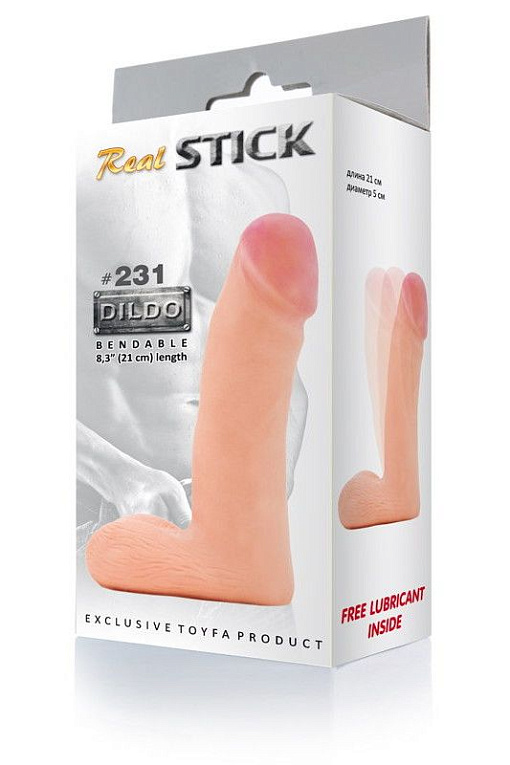 Изгибаемый дилдо RealStick #231 - 21 см. - термопластичная резина (TPR)
