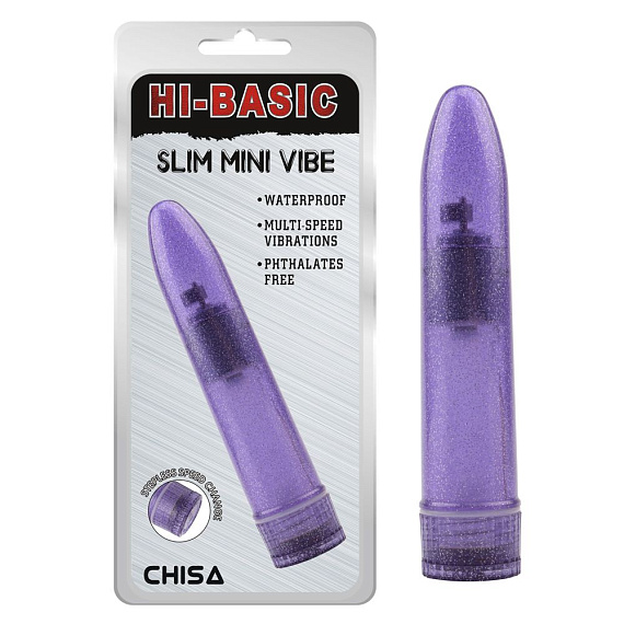Фиолетовый мини-вибратор Slim Mini Vibe - 13,2 см. - анодированный пластик (ABS)