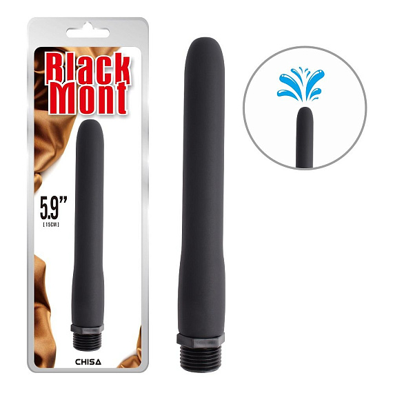 Черная насадка для интимного душа Bum Douche Buddy - 15 см. - анодированный пластик, силикон