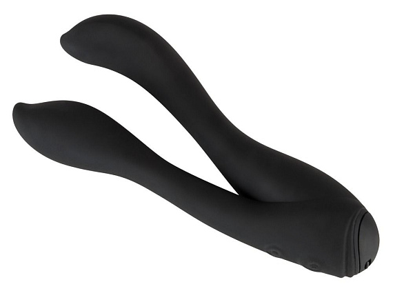 Черный анально-вагинальный вибратор - 17 см. - силикон