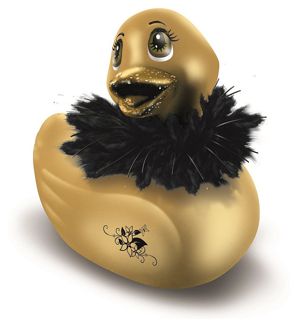 Золотистый массажер-уточка I Rub My Duckie Paris Gold Travel Size - анодированный пластик (ABS)