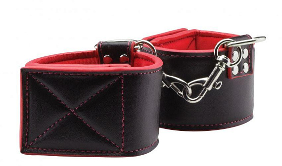Чёрно-красные двусторонние наручники Reversible Wrist Cuffs от Intimcat