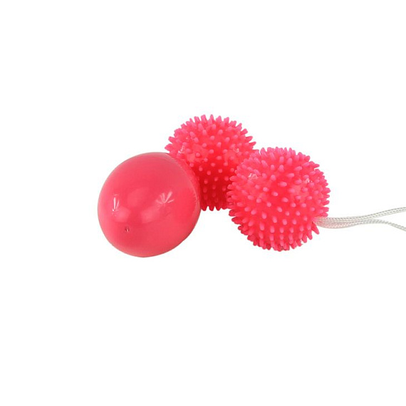 Розовые анальные шарики с рельефом - термопластичная резина (TPR)