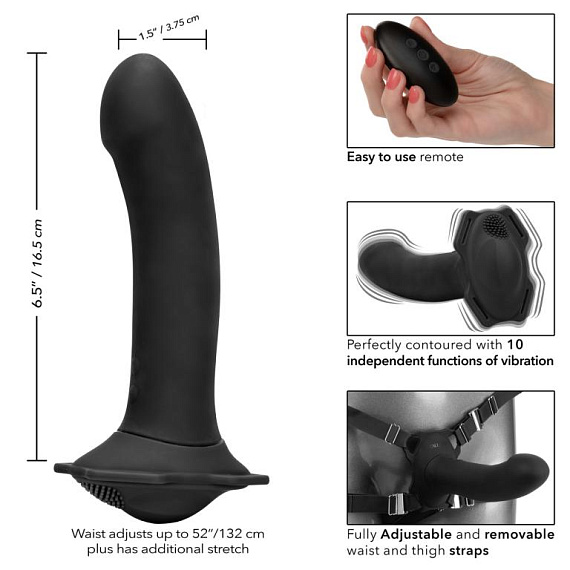 Черный женский страпон с вибрацией Me2 Remote Rumbler - 16,5 см. - фото 5