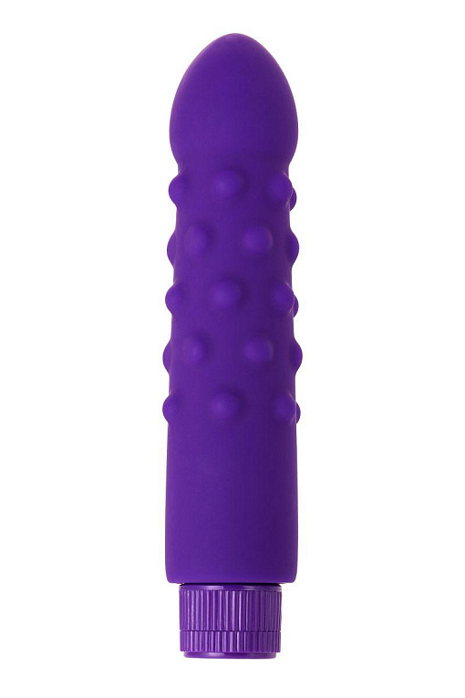 Фиолетовый вибратор с шишечками - 17 см. - силикон