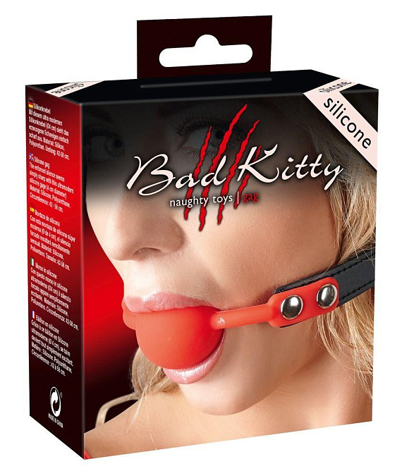 Силиконовый кляп-шар на чёрных ремешках Red Gag silicone от Intimcat