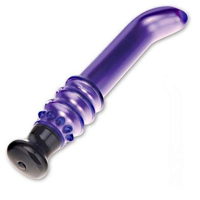 Фиолетовый вибромассажер G-Spot из стекла, 19 см